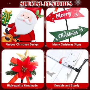 Décorations de Noël Panneaux de cour extérieurs 47 "Signes de père noël en métal avec piquets Porte d'entrée Pelouse Patio Jardin Extérieur Déco - Product Image 3