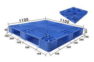 Tugas berat 1100X1100 palet plastik ringan dapat ditumpuk kelas makanan jala kisi panggang matriks enam pelari baja industri PP PE - Product Image 2