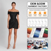 Robe de soirée moulante en cristal de marque OEM, mini-robe noire sexy à épaules dénudées, robe tulipe