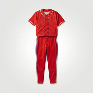 Ensemble de maillots de baseball rouges personnalisés, uniforme d'équipe, haut de batteur à manches courtes, pantalon de survêtement avec le nom de l'équipe 'Wildcats' pour l'entraînement des jeunes - Product Image 1