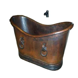 Bañera de lujo con acabado de cobre antiguo, doble zapatilla de pie, económica, precio al por mayor y asequible