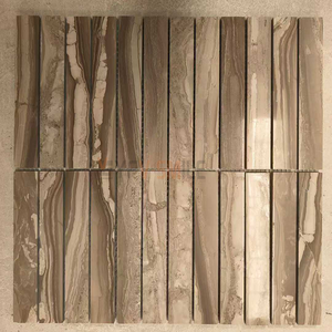 Mosaico de Travertino de Lava Volcánica Negra Natural, Diseño Moderno, Resistente al Agua, con Franjas Acordonadas - Product Image 4