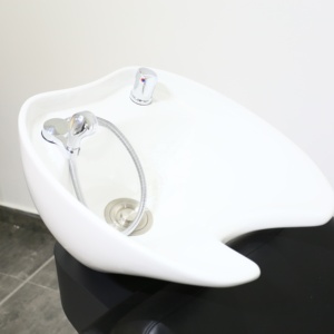 Modern Salon Spa şampuan kase sandalye siyah sentetik deri özel üretilen seramik lavabo fabrika toptan saç yıkama - Product Image 4