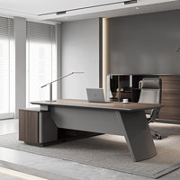 Scrivania Direzionale Moderna in Legno, Design Minimalista, Grande Scrivania Modulare con Presa Elettrica per Ufficio Finanziario, Direttamente dalla Fabbrica