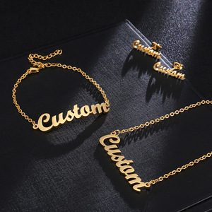 Customized 18K Gold Plated Stainless Steel Choker Trendy Personalized Name <strong>Necklace</strong> with Diamond Custom Logo Jewelry - Product Image 6