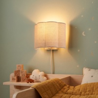 Applique murale moderne en tissu, LED blanc chaud, à brancher, 220V, pour entrée et salon