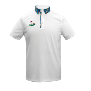 Polo à manches courtes jaune pour homme avec imprimé golf et col à carreaux, tissu tricoté respirant, coupe classique - Product Image 4