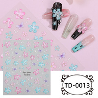 INS Style Real Relief 5D Doux Gel Nail Sticker DIY Cristal Fleur Gemme