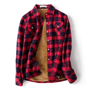 Winter Velvet Thickened Warm Women's Plaid Shirt Long Sleeve Plus Velvet Thickened Casual Plaid Winter Plush Tops