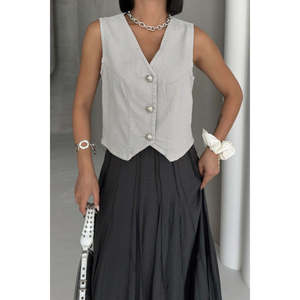 Chaleco Informal con Botones para Mujer, Tejido Vaquero con Relleno de Algodón, Prenda Exterior de Otoño, Resistente al Viento, Decoración con Logotipo - Product Image 6