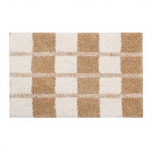 Beau tapis de bain personnalisé en gros de luxe à carreaux tapis de bain design à séchage rapide en coton avec des techniques faites à la machine pour salle de bain - Product Image 1