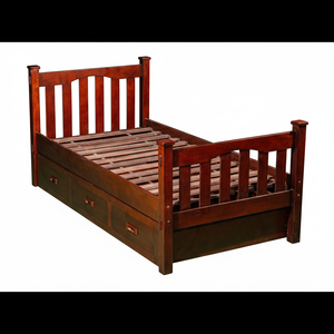 Best-seller Lit simple en bois de hêtre avec 3 tiroirs extensibles Marron café Design traditionnel uni Caractéristiques peu encombrantes - Product Image 1