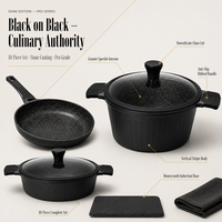 Ensemble de casseroles Smartpan en aluminium moulé sous pression moderne, antiadhésif, base à induction, 6 pièces, ustensiles de cuisine écologiques avec verre trempé