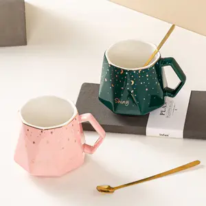 Conjunto de copo de cerâmica para casais, novidade, presentes de casamento, conjunto de xícaras de chá personalizado, xícaras de café para casais