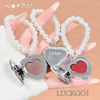 OEM/ODM LUCKGO Pendentif Cœur Perle, Baume à Lèvres Mat, Miroir Métallique Argenté, Breloque Sac Cœur, Crème à Lèvres Velours Douce, Baume à Lèvres Nude