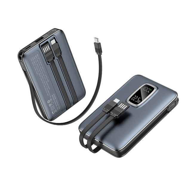 10000mah Fast Charging Power Bank With Digital Display Built-in Cable Battery Dock Charging Station