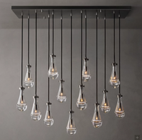 Lustre suspendu de luxe, modèle rectangulaire Rain 54, pour salon et salle à manger, design moderne, produit phare de notre usine.
