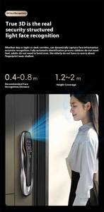 Serrure de porte intelligente Tuya WiFi avec reconnaissance faciale 3D, caméra et empreinte digitale - Product Image 2