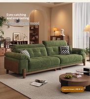 Nouveaux canapés de style rétro design pour la maison, ensemble de canapés modernes pour salon, meubles en tissu doux, canapé trois places avec pieds en bois