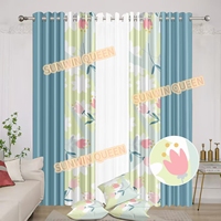 Rideaux de fenêtre de style américain en fausse soie de luxe 7 pièces rideaux à oeillets de salon personnalisés avec coussin 2 pièces écologique toutes saisons