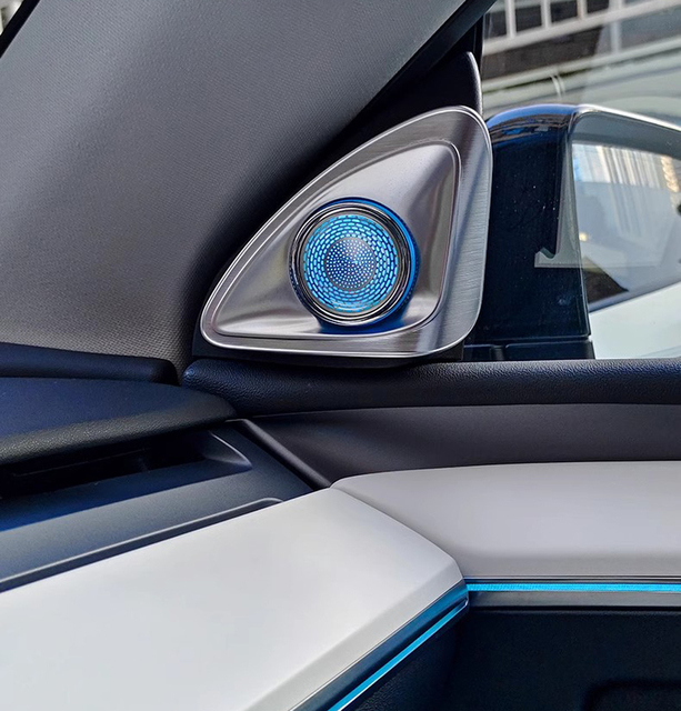 ICarsin Upgrade LED 4D Rotary Horn Tweeter Front Speaker Ambient Light for Tesla Model 3/Y Interior Lighting 64 Colors