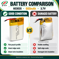 Batterie lithium-ion rechargeable en pochette certifiée CE 3,7 V 600 mAh 603035 pour mini caméra de sécurité et dispositif de surveillance sans fil