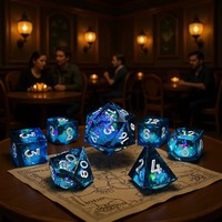 Dés à vingt faces en résine à noyau liquide avec sable mouvant pour jeux de rôle D&D, ensemble de dés Cthulhu à angle droit