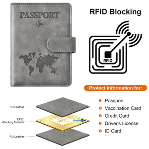 <span class=keywords><strong>กระเป๋า</strong></span>สตางค์ใบสั้นสำหรับครอบครัวทำจากหนัง PU RFID บล็อคหนังสือเดินทางพร้อมหัวเข็มขัดแม่เหล็กออกแบบโลโก้ได้ตามต้องการ - Product Image 4