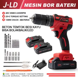 Power On 13mm Electric Tool 48V Lithium Battery Electric Impact Drill Rechargeable Cordless Drill