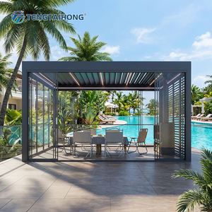 Gazebo de Lujo para Patio Trasero con Techo de Láminas Eléctrico Anticorrosión para Entretenimiento al Aire Libre Residencial - Product Image 2
