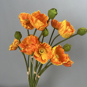Dreiköpfiger Klatschmohn Kleine Mohnblumen Landschaftsgestaltung Garten-Ornament Hotel-Heimdekoration Handgefertigte Künstliche Blume - Product Image 4