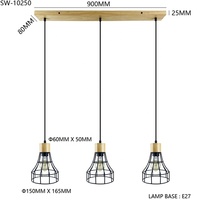 Juego de Lámparas Colgantes 220V E27, Lámpara de Dormitorio Moderna Nórdica con Cable Negro, Lámparas Colgantes Modernas