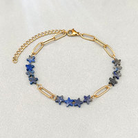 Bracelet vintage fait main en acier inoxydable plaqué or avec pierre naturelle et perles colorées, design étoile, bijoux pour femmes
