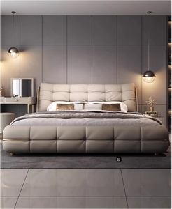 Struttura <span class=keywords><strong>Letto</strong></span> <span class=keywords><strong>Matrimoniale</strong></span> Super King Size con Contenitore in Vera Pelle, Mobili da Camera da <span class=keywords><strong>Letto</strong></span> di Lusso Moderni con Morbida Imbottitura - Product Image 4