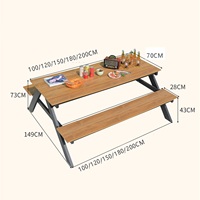 Ensemble table et chaises intégrées en WPC anti-pourriture pour cour, jardin, terrasse, gîte, café, restauration, mobilier d'extérieur commercial
