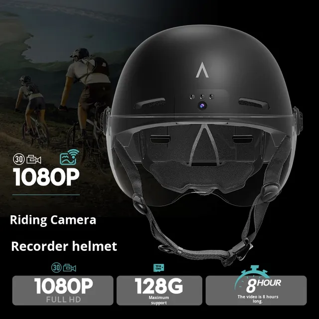 Smart Anti-Shake Action Camera Ski Helmet with Waterproof Built-In Camera Recorder for Motorcycle Riding & Skiing
