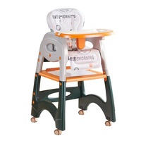 Chaise haute moderne en plastique pour bébé avec table, hauteur réglable, pliable, empilable, chaise d'apprentissage, de repas et d'alimentation pour usage hôtelier