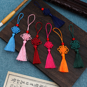Handmade Chinese Knot Tassel Ornament Solid Color Textile Craft Home Decoration Folk Art Keychain <b>Bookmark</b> Pendant - Product Image 2