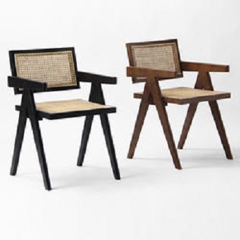 Современное черно-коричневое кресло в скандинавском стиле из натуральной древесины, с рамой из цельного дерева, из ротанга на спине, офисное обеденное кресло, кресло cesca