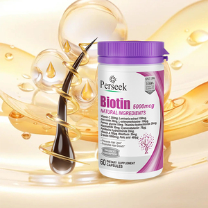 Etiqueta privada Raw <span class=keywords><strong>Vitamin</strong></span> <span class=keywords><strong>a</strong></span> Biotina Suplemento para el crecimiento del cabello 5000mcg Cápsulas para uso en adultos - Product Image 1