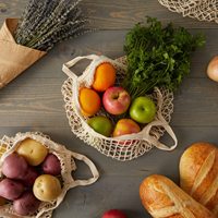 Duurzame, wasbare boodschappentas voor de supermarkt, opvouwbare katoenen mesh tas, gaas voor groenten en fruit, draagbare opbergtas