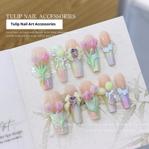 50 Piezas de Adornos de Resina para Uñas con Forma de Tulipán, Decoraciones Coloridas de Macaron para Manicura - Product Image 3