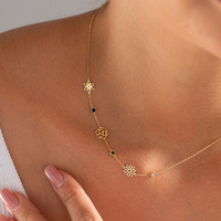 Colliers personnalisés EMANCO en acier inoxydable avec pendentif fleur botanique et pierre de naissance pour femme – Bijoux personnalisables en dropshipping