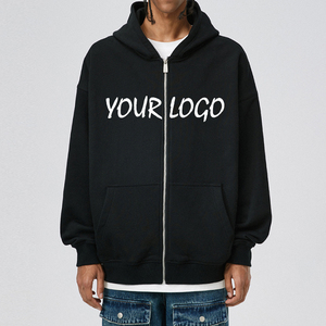 Oversized <b>Hoodie</b> Vintage Washed Drop Shoulder Jacket Kangaroo <b>Pocket</b> Blank <b>Zip</b> Custom Logo Casual Streetwear Wholesale - Product Image 3