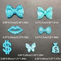 Breloques à dos plat en strass, motifs dollar, nœud, papillon, sac à monnaie, cœur ajouré, lèvre, amour, frangipanier, pour coque de téléphone décorative