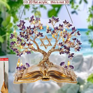 Élégante décoration d'arbre du Ramadan en acrylique avec base en forme de livre ouvert et embellissement étoile dorée pour une ambiance festive et spirituelle du Ramadan - Product Image 2