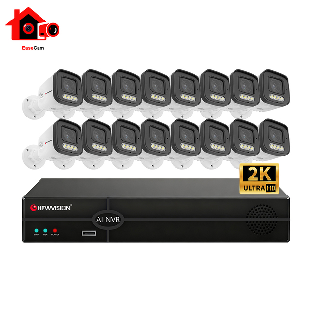 4MP 2K Poe IP CCTV Camera System 4ch8ch 16ch NVR 25FPS Video Surveillance Outdoor Indoor Customized OEM Vehicle Human Detection