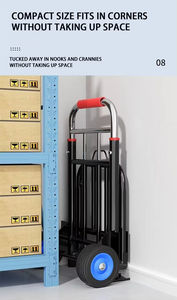 Carrito de Equipaje Portátil de Dos Ruedas con Marco de Acero Inoxidable Industrial, Carrito de Compras, Plataforma Plegable de Arrastre Manual OEM - Product Image 5