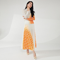 Ensemble plissé oriental pour femme, 20 ans d'expérience usine, OEM/ODM, comprenant une blouse à découpe et une jupe longue, coupe ajustée, tenue sociale élégante