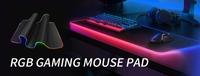 Tigerwings Grand tapis de souris de jeu RVB Lumière LED Surface lisse Anti-usure Bord cousu Base en caoutchouc antidérapante Caractéristique sans fil